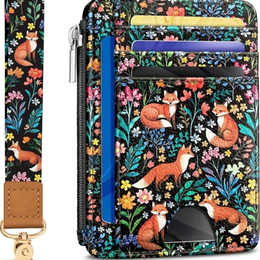 Floral Pattern Phone Lanyard and Wallet Set